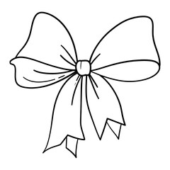 Simple black line drawing of a ribbon bow