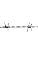 Horizontal barbed wire against white