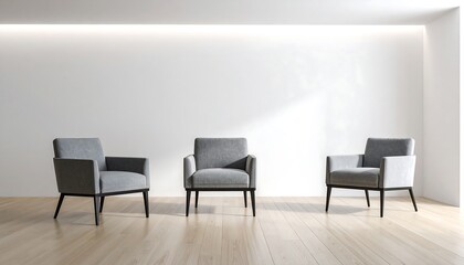 Modern living room with grey armchairs