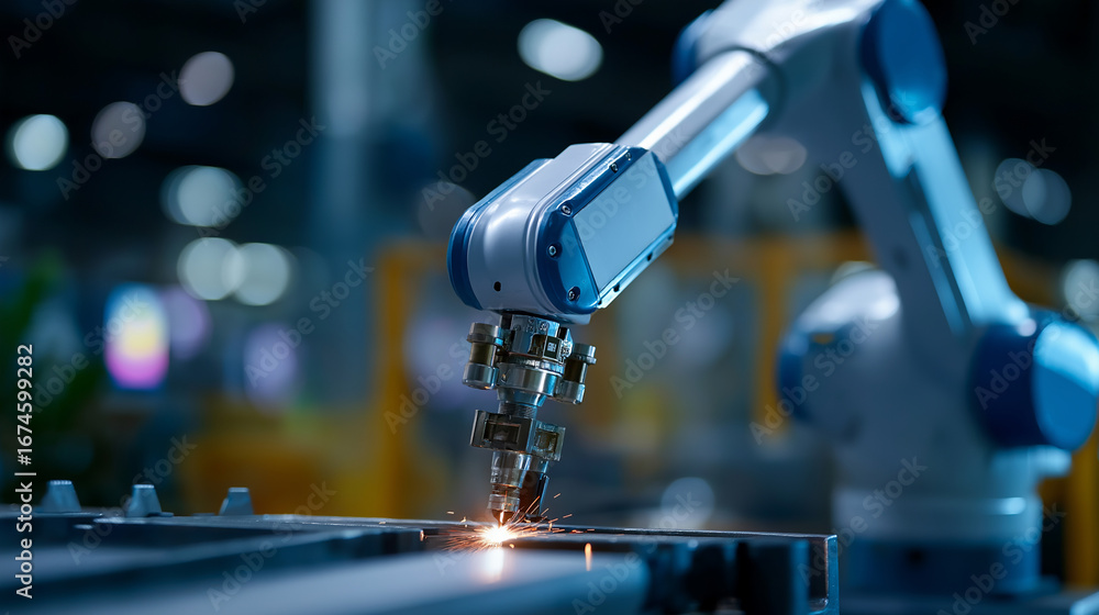 Poster robotic steel manufacturing line with precision welding arms and automated quality control systems s