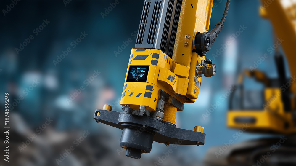 Poster underground mining operation with advanced drilling equipment and real time monitoring sensors featu