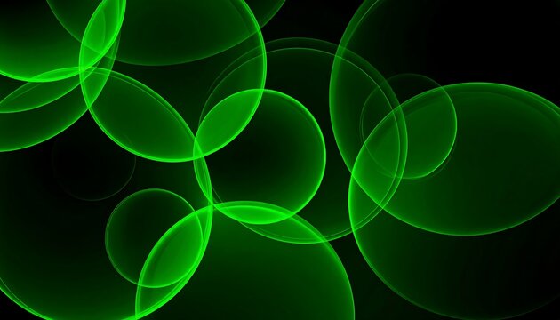 Abstract green circles on black background