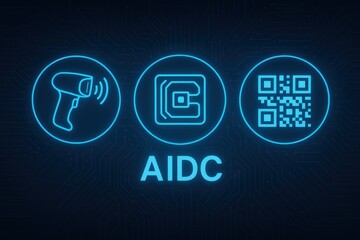 AIDC Concept with Barcode Scanner Chip and QR Code