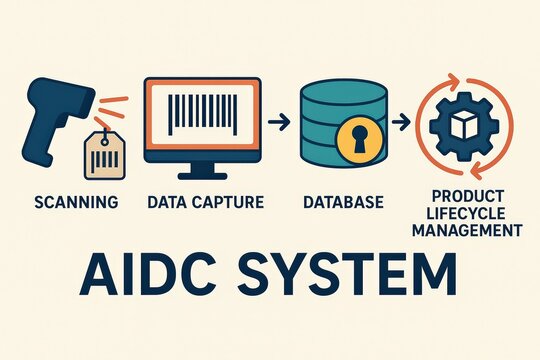 AIDC System Flowchart With Barcode and Product Lifecycle