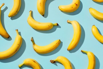 Seamless Banana Pattern on Blue Background