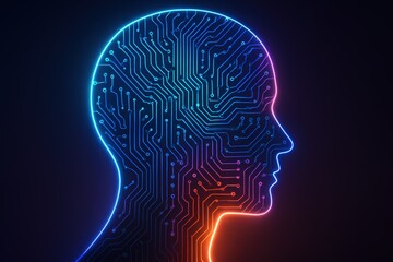 Artificial Intelligence Concept With Glowing Circuit Head