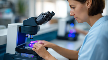Clinical immunology technicians perform ELISA assays and immunofluorescence testing detecting antibodies and autoimmune markers using automated plate readers and fluorescence