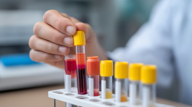 Blood bank technologists perform compatibility testing and antibody screening for transfusion medicine ensuring safe blood products using gel cards and automated blood typing - Powered by Adobe
