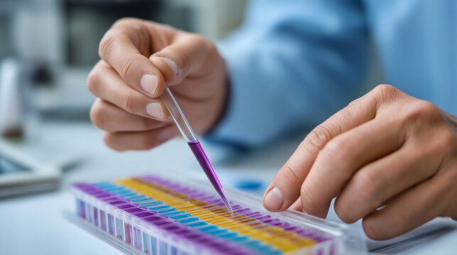 Cytogenetics specialists analyze chromosome abnormalities using karyotyping techniques and FISH analysis examining genetic disorders and cancer related chromosomal changes in spec