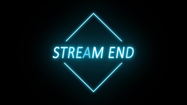 vibrant neon stream end text with blue color