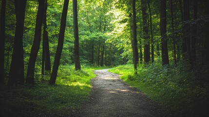 Fototapeta premium Forest path with sunlight