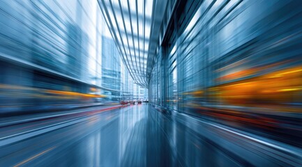 Obraz na płótnie Canvas Cityscape, Motion Blur, Street, Building, Speed, Urban, Travel, Modern, Glass, Architecture, Transportation, Business