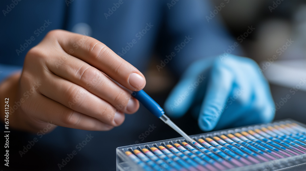 Poster forensic laboratory technicians analyze dna evidence using str analysis and codis database compariso