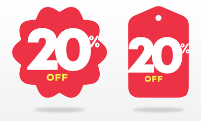 20% off. Value, sign, advertising, label, offer, shape, store, product, set, promo, poster, price, sale, sticker, market. Shop, tag, icon, vector
