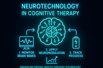 Neurotherapy Treatment and Brain Healing Infographic for Healthcare Concepts