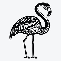 Obraz premium Heron line art White background illustration Generative Ai