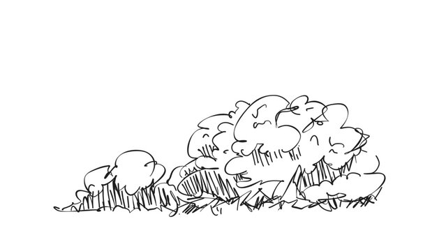 Original vector tree hand-drawn line art, ink style, concept design. isolated silhouette on white background. black outline sketch illustration. Cower drawing. Black-white icon.