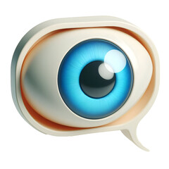 Eye in Speech Bubble 3d isolated on white background