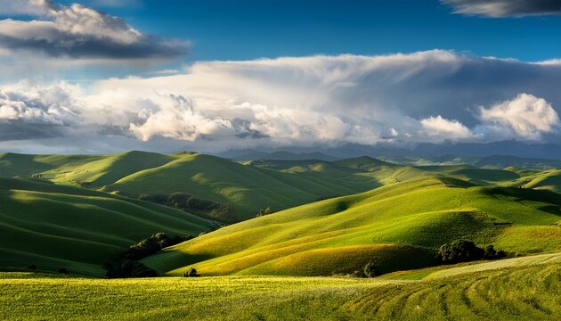 rolling hills beneath a sky filled with clouds