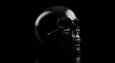 Luxurious black crystal skull decoration, bold and modern Halloween statement piece.