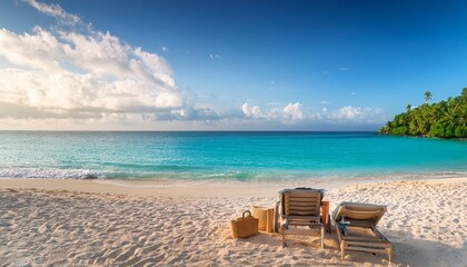 Obraz premium wishing you a wonderful tropical beach vacation filled with sunshine and relaxation on your happy holidays