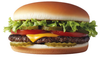 Delicious cheeseburger with fresh toppings perfect for a quick lunch and dinner meal option today  | png cutout isolated on a transparent backdrop