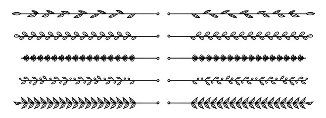 Obraz premium Nature floral vine line divider for text layout separator decoration hand drawn element collection.
