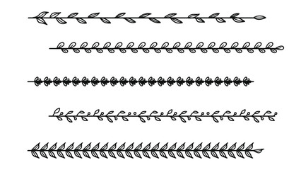 Obraz premium Botanical divider collection. Vintage hand-drawn border and separator vector set.