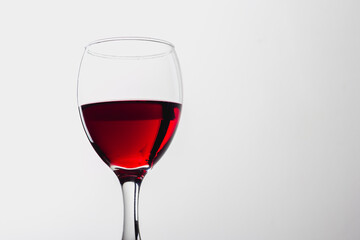 close up of Glass of red wine on white background with space for text