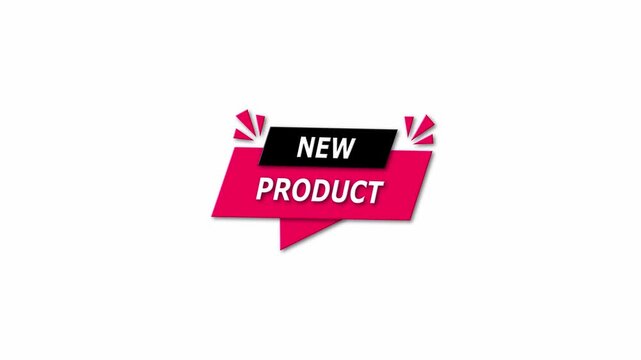 New product Label. Speech bubble Web Ribbon. Motion graphics..