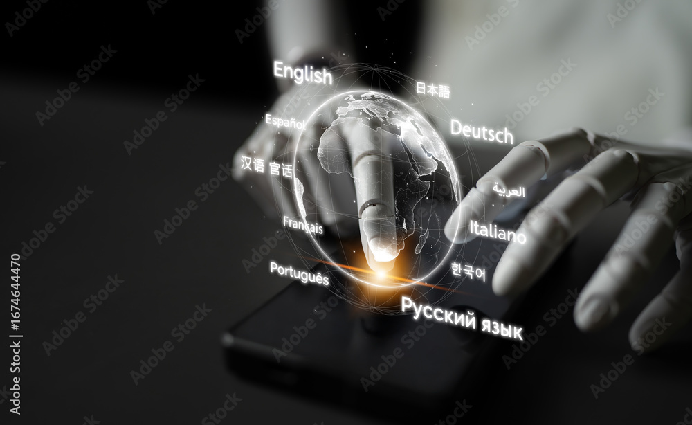 Aufkleber ai artificial intelligence bridges global language communication with multilingual virtual assistant