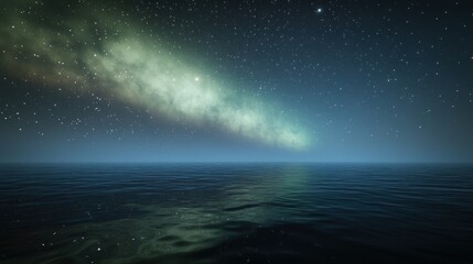 Fototapeta premium Milky way galaxy reflected on calm ocean at night
