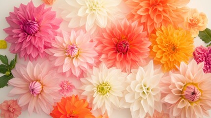 Obraz premium Colorful dahlia flower arrangement on simple background