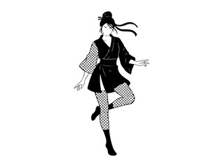 Kunoichi in fishnet outfit illustration