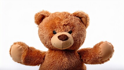 Obraz premium brown teddy bear plush toy isolated on a white background