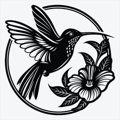 Hummingbird line art White background illustration Generative Ai