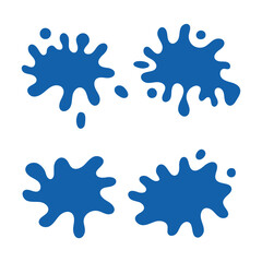 Abstract blue paint splatters and drops collection