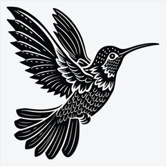 Obraz premium Hummingbird line art White background illustration Generative Ai