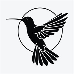 Fototapeta premium Hummingbird line art White background illustration Generative Ai