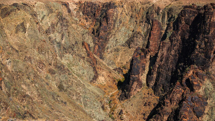 Majestic landscape of steppes and canyons of Kazakhstan, cliffs and gorges, intricate rocks.