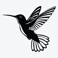 Obraz premium Hummingbird line art White background illustration Generative Ai