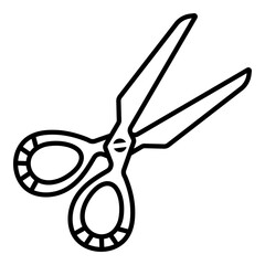 Decorative scissors, black line icon, editable stroke, vector monochrome shears icon for gardening, hairdressing, sewing production