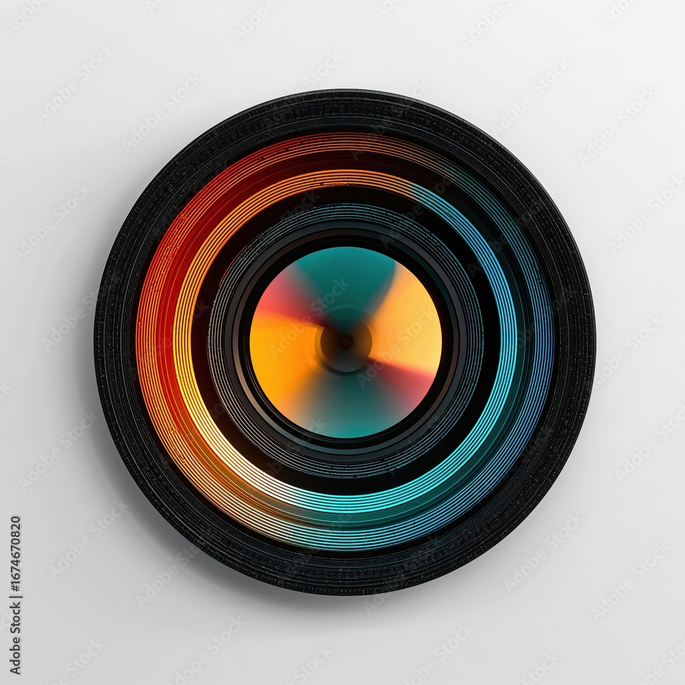 Leinwandbilder abstract circular design with vibrant gradient colors and concentric patterns on a white background