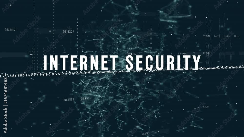 Poster blue grid initiating intei evolving into internet security revealing title while dots flickering