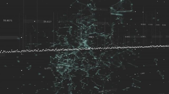 Receiving input, data band animating clusters shifting and spikes rising to show data stabilizing