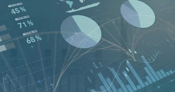 When data loads, panel sliding, gauges adjusting, charts connecting via arcs showing metrics