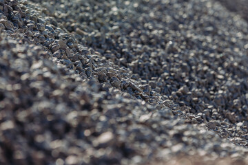 Gravel pile forming a slope in concrete production plant