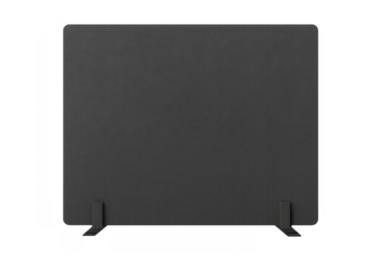 Blank black office partition standing on transparent background