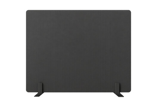 Blank black office partition standing on transparent background