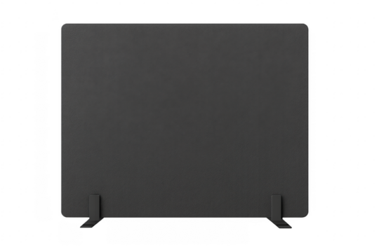 Blank black office partition standing on transparent background